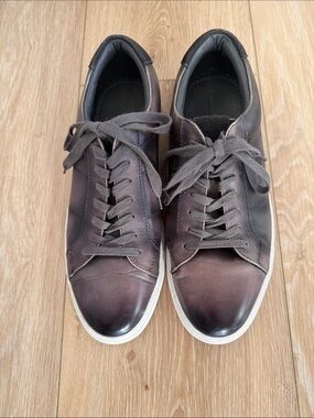 Nordstrom Men's light and dark gray Leather Lace-Up Sneakers with White Soles